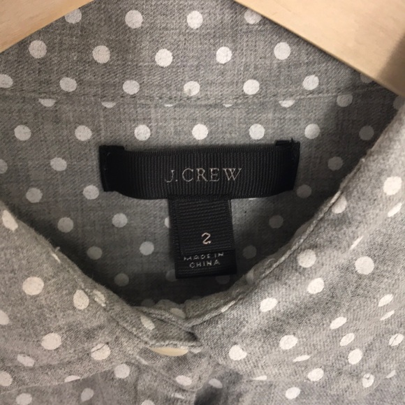 J CREW GRAY AND WHITE FLANNEL POLKA DOT SHIRT - Picture 6 of 7